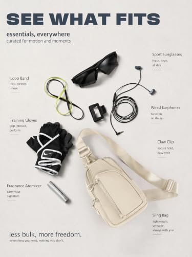 ODODOS Sling Bag with Adjustable Straps Crossbody Chest Bag Lightweight Backpack for Casual Traveling Hiking - color: Beige