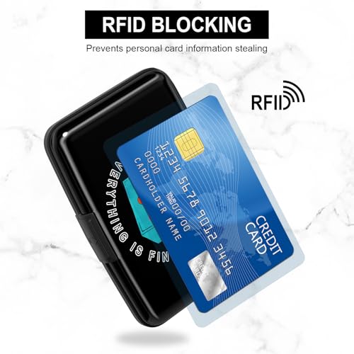 Card Holder Credit Cards Holder for Women RFID wallet women Business Card Holder Wallet Mini Aluminum Card Wallet RFID Blocking Slim Metal Hard Card for Women, Cartoon Dustbin - color: Cartoon Dustbin