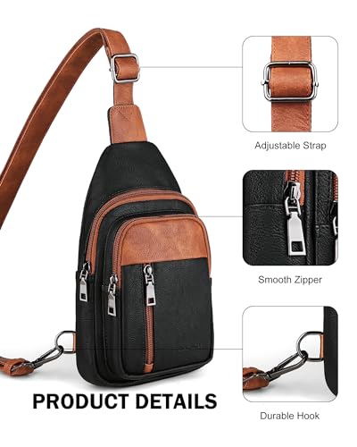 MASINTOR Sling Bag for Women, Crossbody Fanny Pack Sling Backpack, Brown - color: Black Brown