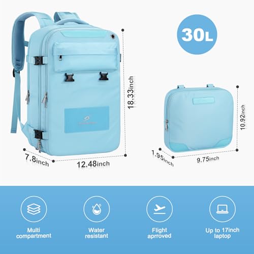 Maelstrom Travel Backpack for Men Women, 17.3" Laptop with Shoe Compartment - color: Blue, size: 17.3 inch