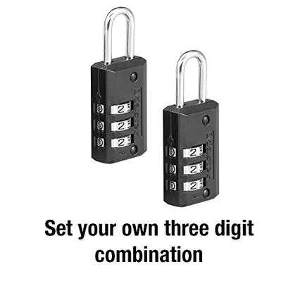 Master Lock Black Set Your Own Combination Luggage Lock, Custom Combo Suitcase Padlock for Travel Bags or Backpacks, 2 Pack, 646T - size: 2 Count ( Pack of 1)