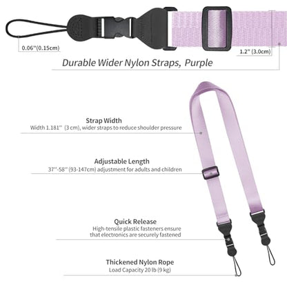 FIEIL Nylon iPad Strap, Adjustable Camera Neck Strap, Comfortable Shoulder Strap for Bags, Cellphone Tablet, Camera, Laptop, Binocular, Luggage Bag (Purple Universal Shoulder Strap) - color: Purple
