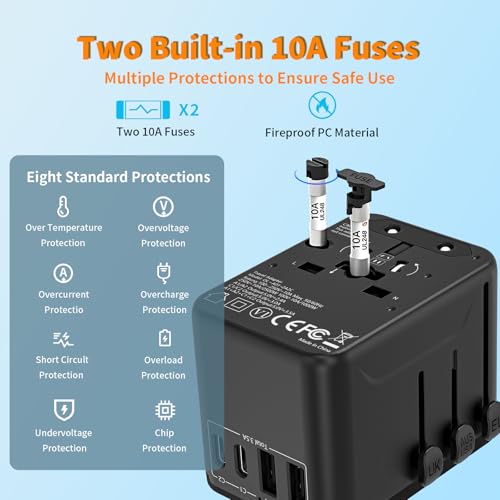 CC Store Universal Travel Adapter with 3 USB-C& 2 USB-A Ports 17.5W 검정 - color: 블랙-17.5W