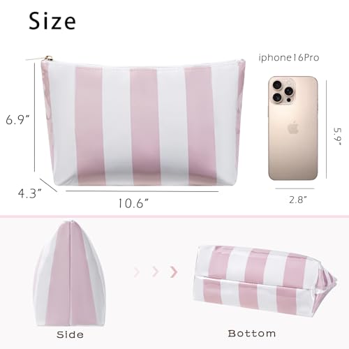 Large PVC Waterproof Striped Makeup Bag(01Pink) - color: 01Pink