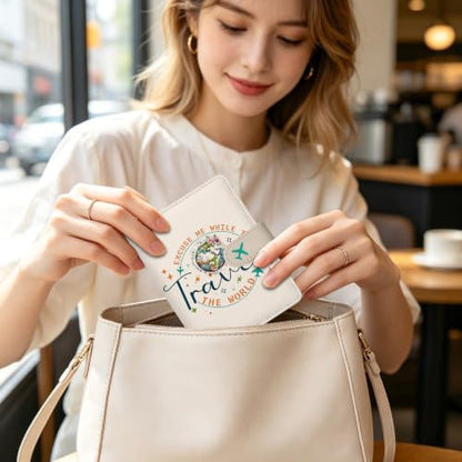 Travel Passport Holder for Travel Essentials, RFID Blocking Wallet Case - color: Travel