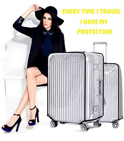 2pcs Clear PVC Suitcase Covers Protectors Transparent Luggage Cover Waterproof Wheeled Suitcase Dust Cover Dustproof Travel Luggage Sleeve Protector 20"+24"(2PCS) - color: 2PCS