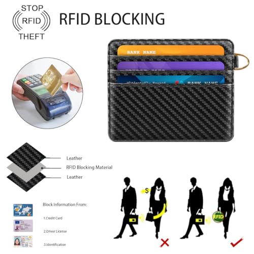 Slim Minimalist Pocket Credit Card Holder Wallet Men - color: Carbon Fiber