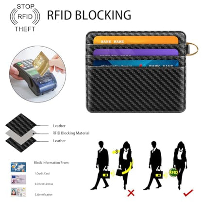 Slim Minimalist Pocket Credit Card Holder Wallet Men - color: Carbon Fiber