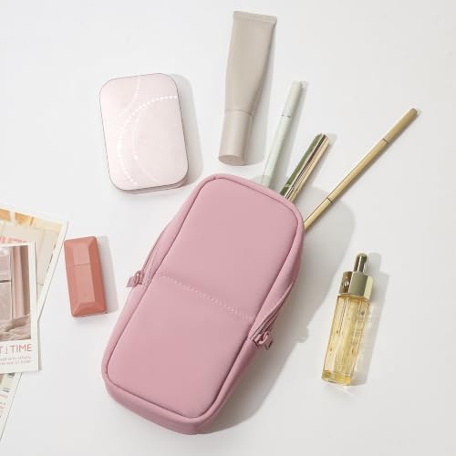 RSRSLEII Small Standing Makeup Bag, Wipe-Clean Brush Holder (03Pink) - color: 03Pink