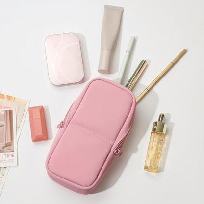 RSRSLEII Small Standing Makeup Bag, Wipe-Clean Brush Holder (03Pink) - color: 03Pink