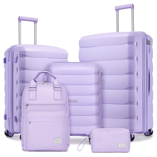 Luggage Sets 5 Pieces, Suitcase Set with Wheels, Suitcases for Women - color: Lavender-5pcs, style: 5 Piece Set (Backpack)