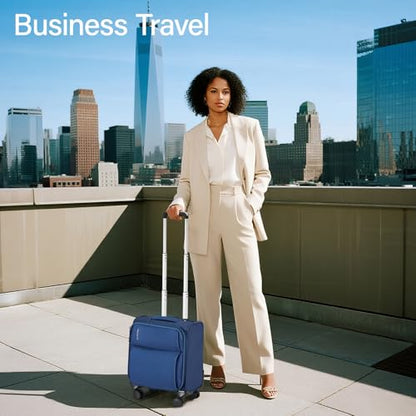 Hanke Underseat Carry On Luggage with Wheels, Small Suitcase, Rolling Bag - color: Blue, size: 16 Inch Underseat