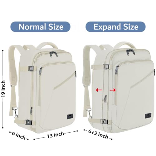 MATEIN Beige Travel Backpack Women, Carry on Bag with Hidden Shoulder Strap - color: Light Beige, size: X-Large