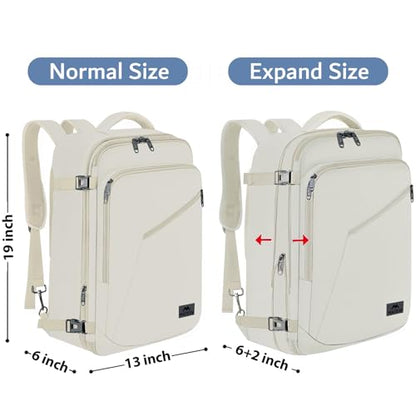 MATEIN Beige Travel Backpack Women, Carry on Bag with Hidden Shoulder Strap - color: Light Beige, size: X-Large