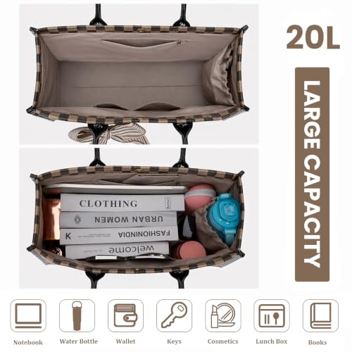 Lushandy PVC Tote Bag Women's Waterproof Jelly Beach Bag Work Hobo Handbag - color: Checkered-black02