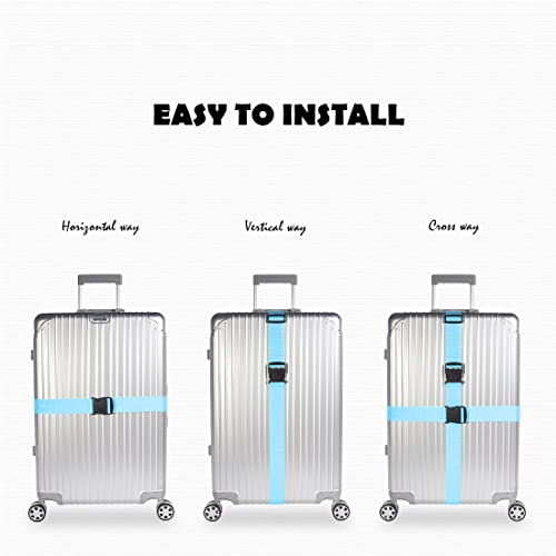4pcs 74″×2″Luggage Straps for Suitcases,Adjustable Suitcase Straps and Heavy Duty Strap Buckle Packing Straps Travel Accessories,Blue - color: Blue 4PCS