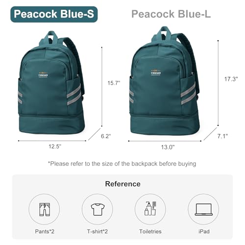 coofay Gym Backpack For Women, Gym Bag with Shoe Compartment - color: A-peacock Blue, size: Small