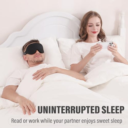 YIVIEW Sleep Mask for Side Sleeper, Light Blocking Zero Pressure Blindfold - color: Black