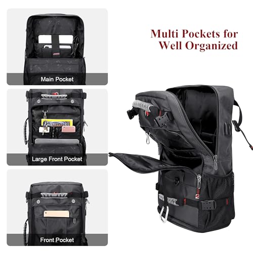 WITZMAN Travel Backpack for Men Duffle Luggage Bag with USB Charging Port - color: Silvery Grey New