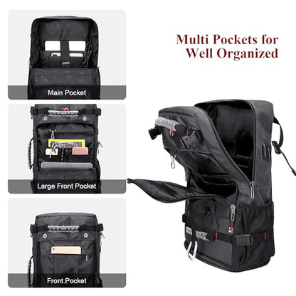 WITZMAN Travel Backpack for Men Duffle Luggage Bag with USB Charging Port - color: Silvery Grey New