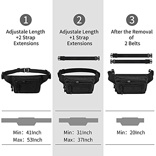 USPECLARE Clear Fanny Pack Stadium Approved Large Multi-Purpose Waist Bag - color: Black, style: 1-pack-nylon