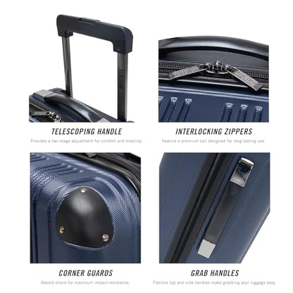 Kenneth Cole REACTION Out of Bounds Lightweight Hardshell 4-Wheel Spinner Luggage, Naval, 20-Inch Carry On - color: Naval, size: 20-Inch Carry On