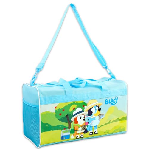 Bluey Duffle Bag Set For Kids - Bundle With Bluey Luggage Carry On Suitcase Bag, Stickers, and More | Children Travel Activity Set for Boys, Girls