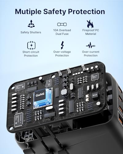 VINTAR Universal Travel Adapter, 140W GaN Fast Charger for EU UK US AU - color: 140W Black
