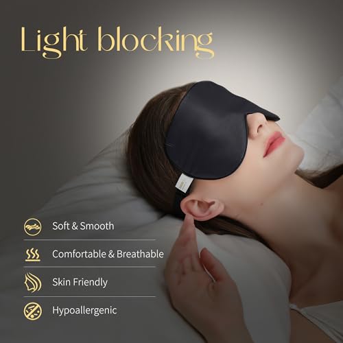 ZIMASILK Adjustable 100% Mulberry Silk Sleep Mask - color: 1 Pack - Black