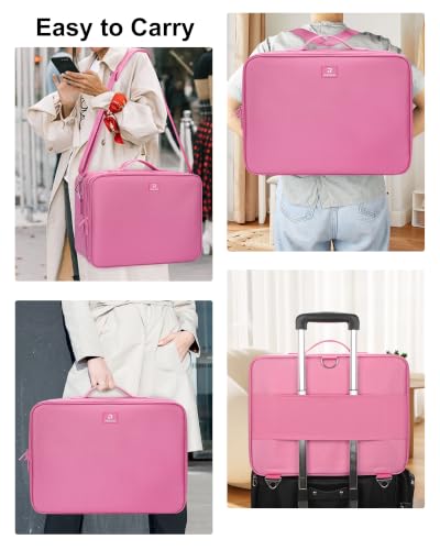 Relavel Extra Large Makeup Case, Makeup Artist Bag with Dividers, Rose Pink - color: Black Rose Pink, size: Extra Large
