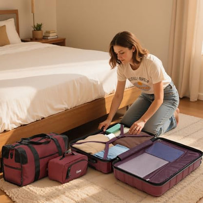 3 piece Carry on luggage 22x14x9 airline approved Red - color: Vermilion