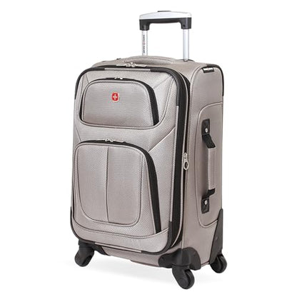 SwissGear Sion Softside Expandable Spinner Luggage Durable Lightweight Travel Suitcase, Pewter, Carry-On - color: Pewter, size: Carry-On
