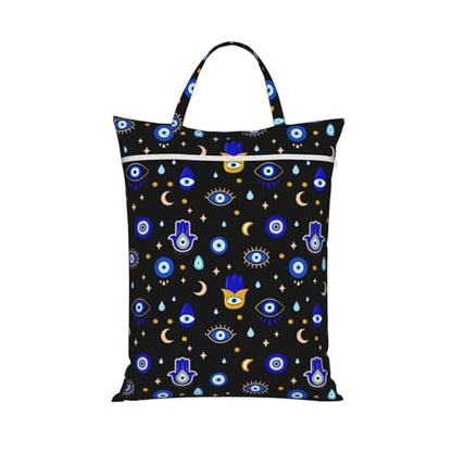 Evil Eye Black Travel Laundry Bag Washable Dirty Clothes Bag for Gym - color: Evil Eye Black