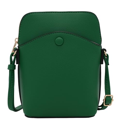Small Crossbody Bag with Gold Hardware, Mini Shoulder Purse with Adjustable Strap - color: Kelly Green