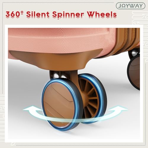 Joyway Expandable Luggage Sets 5 Piece, Lightweight Hard Shell Travel Suitcase Set with Spinner Wheels and TSA Lock (5 piece set，Pink) - color: Pink, size: 5 piece set