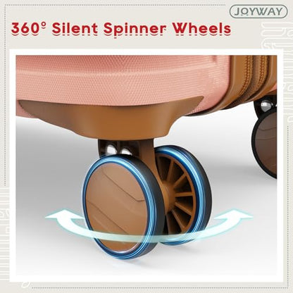 Joyway Expandable Luggage Sets 5 Piece, Lightweight Hard Shell Travel Suitcase Set with Spinner Wheels and TSA Lock (5 piece set，Pink) - color: Pink, size: 5 piece set