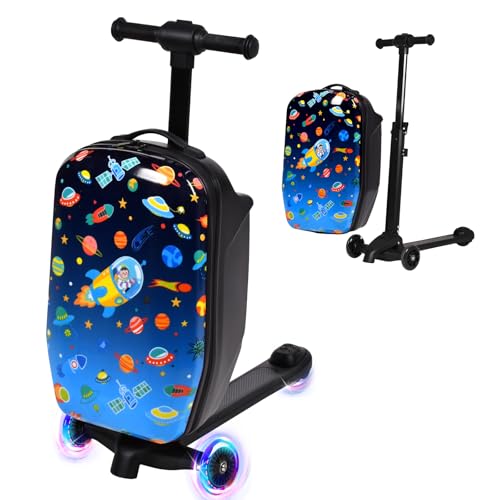 4-in-1 Detachable Scooter Luggage for Kids, Foldable Ride-On Suitcase - color: Navy