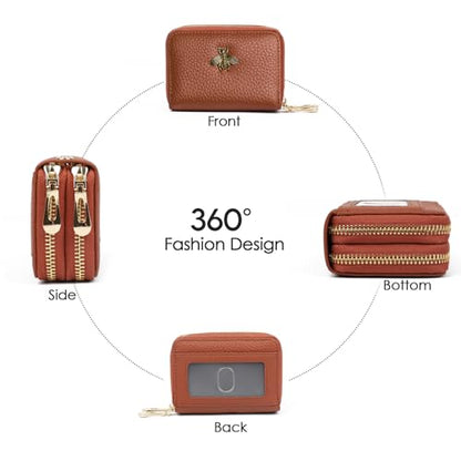 imeetu RFID Credit Card Holder, Small Card Wallet Women, Leather Card Case - color: Max - Brown, size: Max