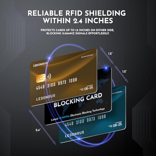RFID Blocking Cards 6 Pack | Anti-Theft Contactless NFC Protection for Debit Credit Cards & Wallet | Slim & Durable | 2 RFID Sleeves Included | Black