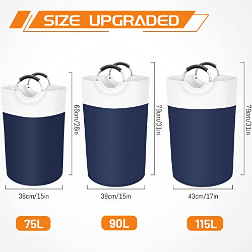 BlissTotes 115L Laundry Basket, Freestanding Collapsible Hamper, Blue - color: Blue, size: 115L