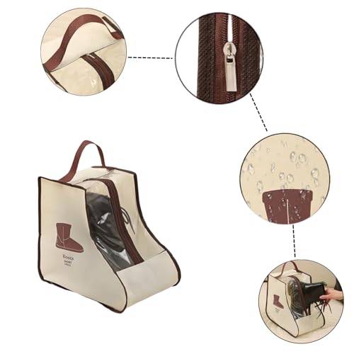 Rikyo 2 Set Beige Boot Bags with Clear Window, 11x11Inch,Portable - color: Beige-Short