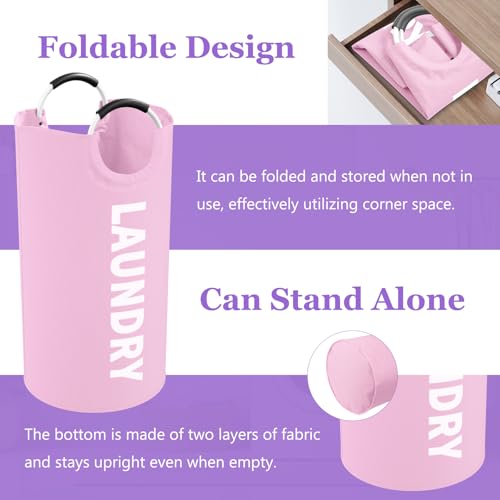 Pink Laundry Basket,Hampers for Laundry with Handle,Foldable Clothes Basket - color: 2Pcs Pink, size: L-95L