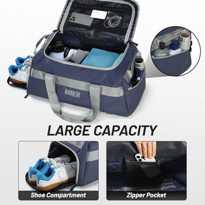 MIER Men's 60L Gym Duffle Bag Large Weekender Travel Duffel Backpack, Blue - color: Blue