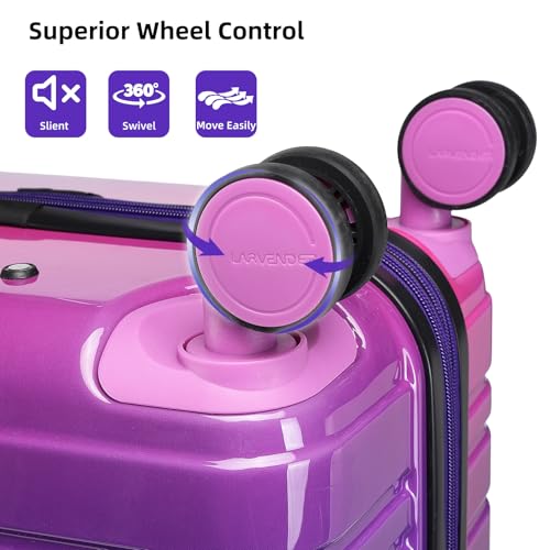 LARVENDER Carry on Luggage Sets 3 Piece, 20 Inch Suitcases, Midnight Berry - color: Midnight Berry-20BP, size: 3 Piece Set (Backpack/TB/20)