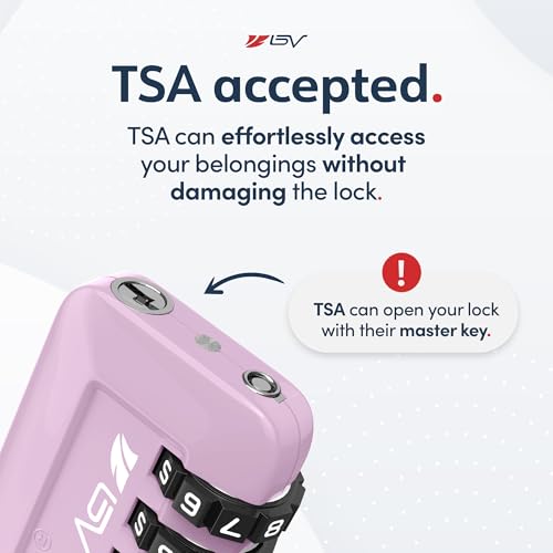 BV Luggage Locks TSA Accepted, Travel Sentry Approved 3-Digit Combination Suitcase Locks with Open Alert & Flexible Cable for Travel, Backpacks, Lockers, Cases, Purple, 4 Pack - color: Purple 4-Pack
