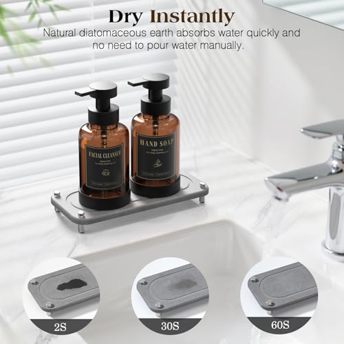 Luxspire 15oz Glass Foaming Soap Dispenser Set, Amber + Dark Gray, 2 Pack - color: Brown