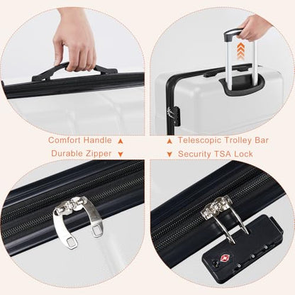 Sweetcrispy 28 Inch Checked Luggage, Suitcase with Spinner Wheels - color: White, size: 28 Inch