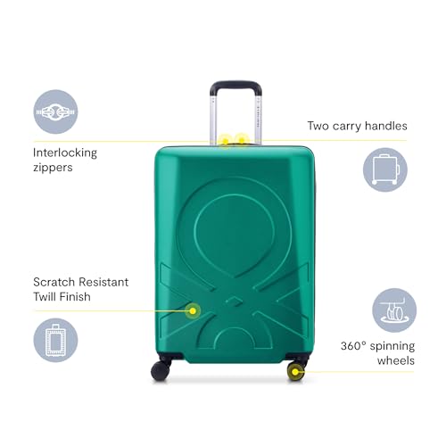 United Colors of Benetton Fabrica Hardside Luggage with Spinner Wheels, Blue, Checked-Medium 23 Inch - color: Blue, size: Checked-Medium 23 Inch