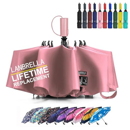 LANBRELLA 컴팩트 리버스 접이식 우산 자동 방풍 여행용 우산 - color: C2.5 핑크, size: 46인치