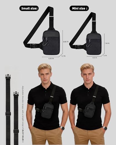 Peicees Sling Bag for Men Small Crossbody Bag Anti Theft Pack, Small Black - size: Small